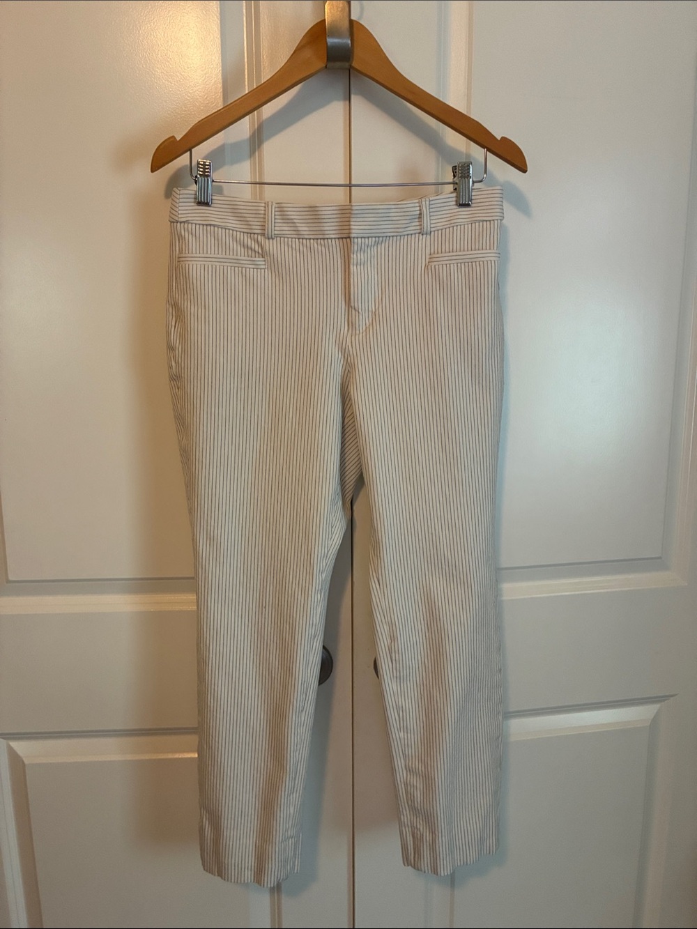Banana Republic Slim Cropped Pinstripe Ankle Pants White